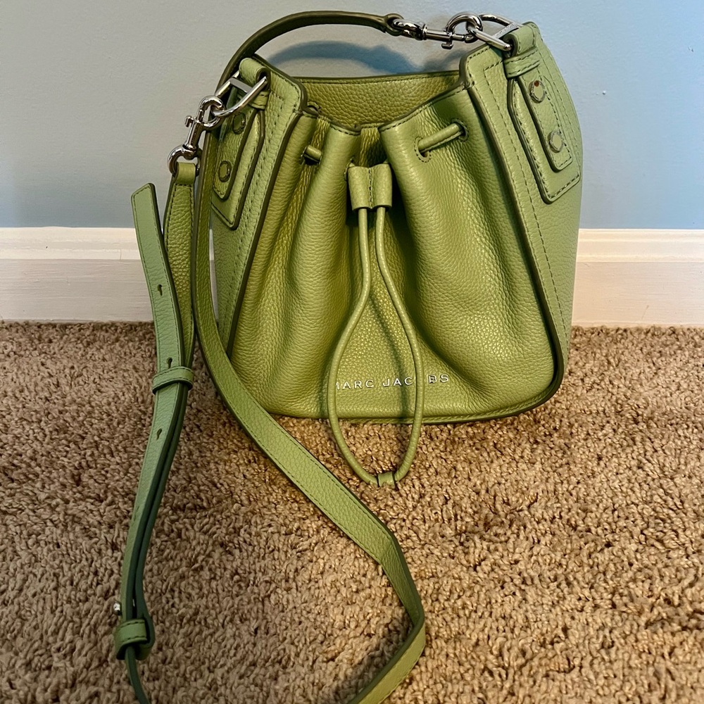 Marc Jacobs Leather Mini Bucket Bag (Olive Green)